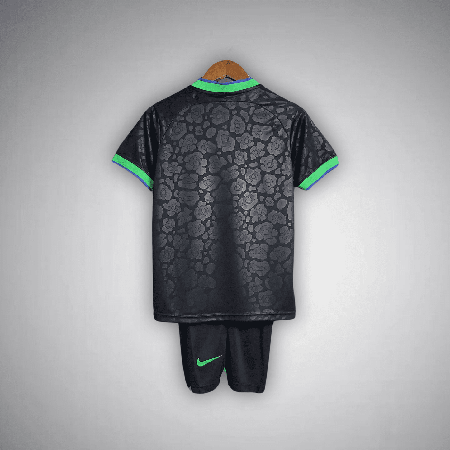 Brazil "Black Leopard" Premium Kids Size Kit from FootballPrestige.com - Premium Football Kits