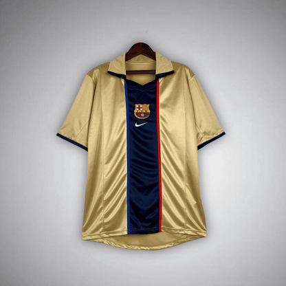 02/03 FC Barcelona Gold Away Retro Kit from FootballPrestige.com - Premium Football Kits