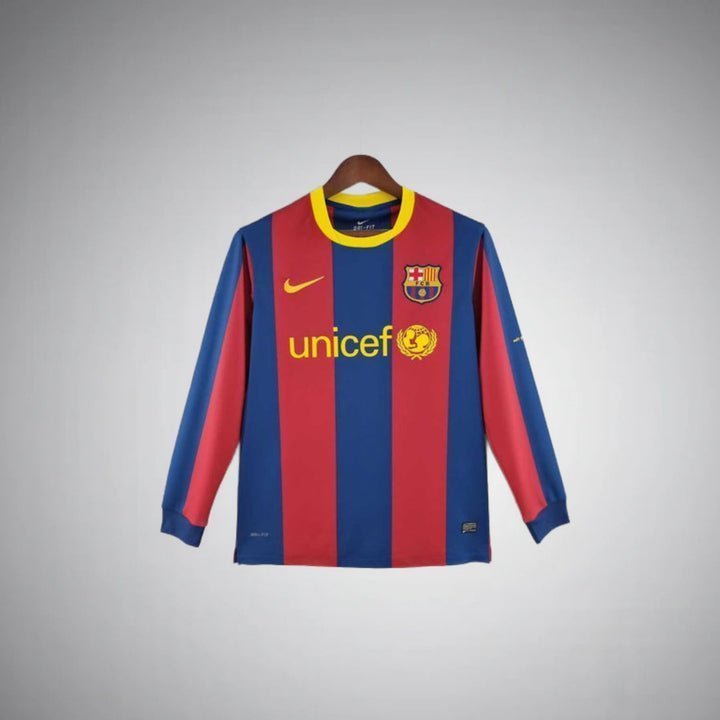 11/12 FC Barcelona Long Sleeve Home Kit from FootballPrestige.club - Premium Football Kits
