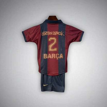 2000/01 FC Barcelona Retro x Cactus Jack Limited Edition Kids Size Home Kit from FootballPrestige.com - Premium Football Kits