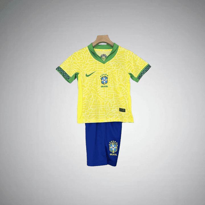 2024 Brazil Home Kids Size Kit from FootballPrestige.com - Premium Football Kits