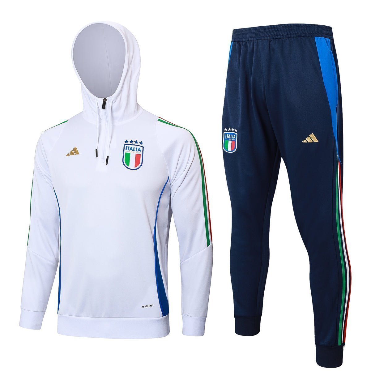 2024 Italy Blue and White Premium Tracksuit from FootballPrestige.club - Premium Football Kits
