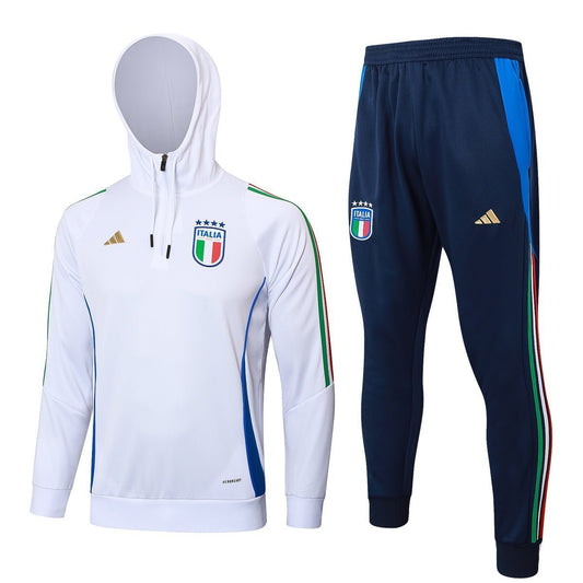 2024 Italy Blue and White Premium Tracksuit from FootballPrestige.com - Premium Football Kits