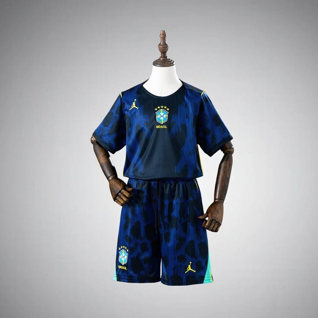 2026 Brazil Away Kids Size Kit from FootballPrestige.club - Premium Football Kits