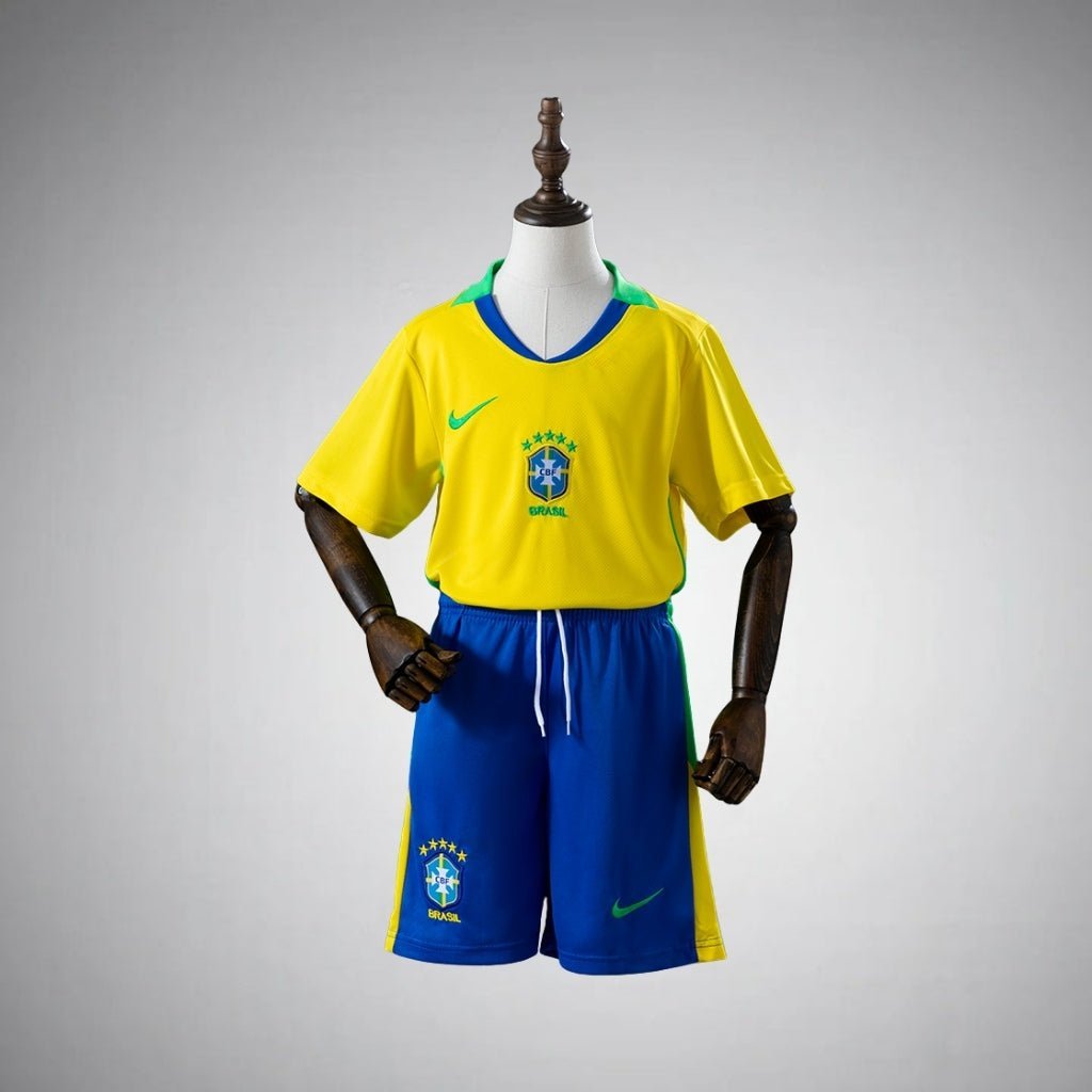 2026 Brazil Home Kids Size Kit from FootballPrestige.com - Premium Football Kits