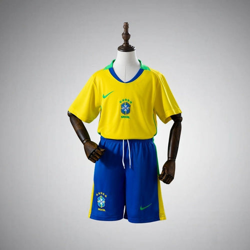 2026 Brazil Home Kids Size Kit from FootballPrestige.com - Premium Football Kits