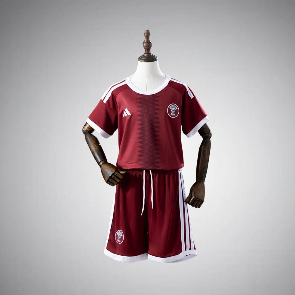 2026 Qatar Home Kids Size Kit from FootballPrestige.com - Premium Football Kits