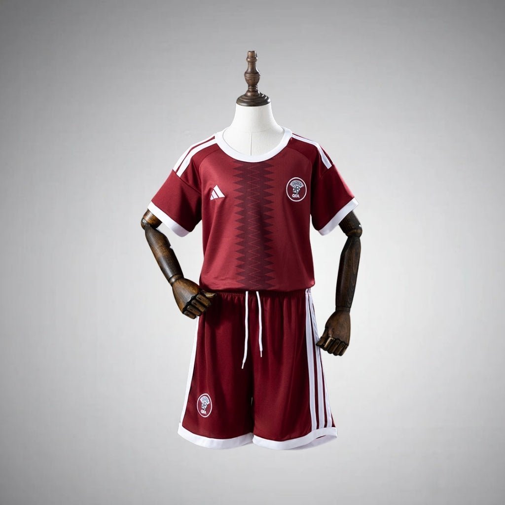 2026 Qatar Home Kids Size Kit from FootballPrestige.club - Premium Football Kits