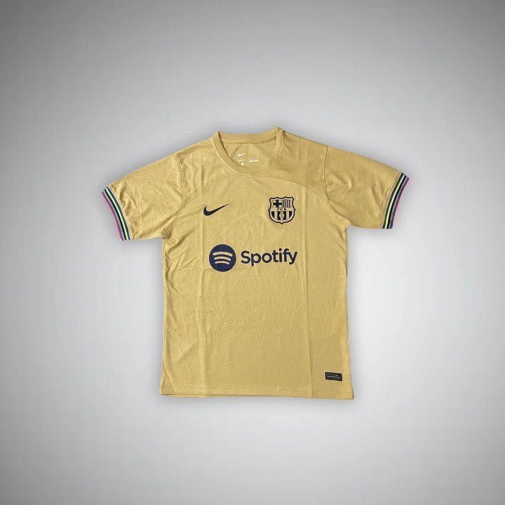 22/23 FC Barcelona Gold Premium Kit from FootballPrestige.club - Premium Football Kits