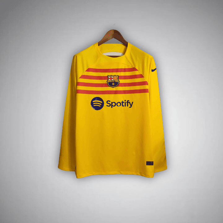 23/24 FC Barcelona Long Sleeve Away Kit from FootballPrestige.com - Premium Football Kits