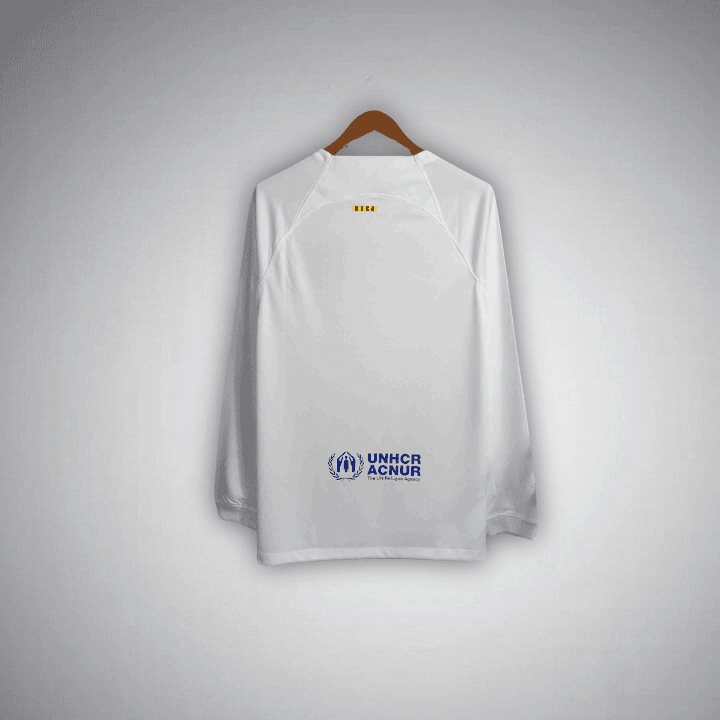23/24 FC Barcelona White Long Sleeve Away Kit from FootballPrestige.com - Premium Football Kits