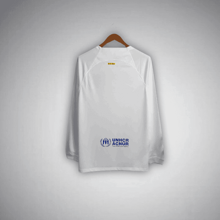 23/24 FC Barcelona White Long Sleeve Away Kit from FootballPrestige.club - Premium Football Kits