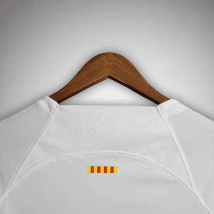 23/24 FC Barcelona White Long Sleeve Away Kit from FootballPrestige.com - Premium Football Kits