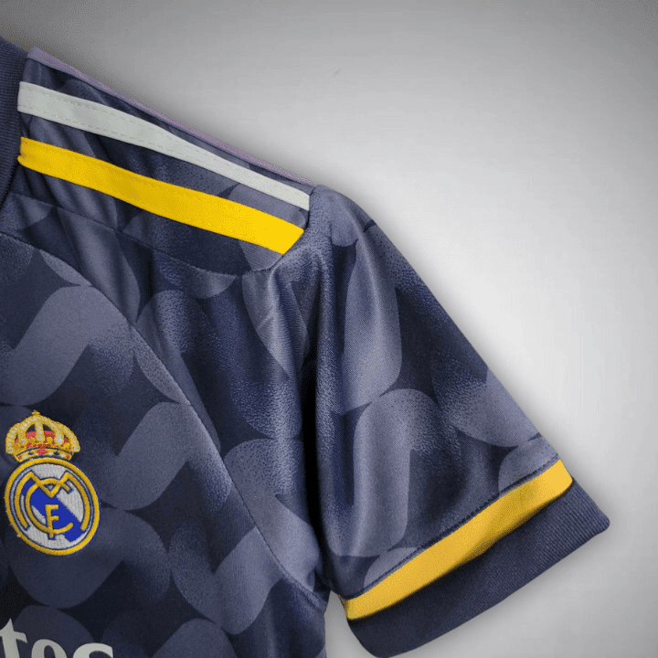 23/24 Real Madrid Away Premium Kids Size Kit from FootballPrestige.club - Premium Football Kits