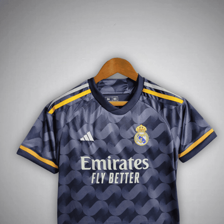 23/24 Real Madrid Away Premium Kids Size Kit from FootballPrestige.club - Premium Football Kits