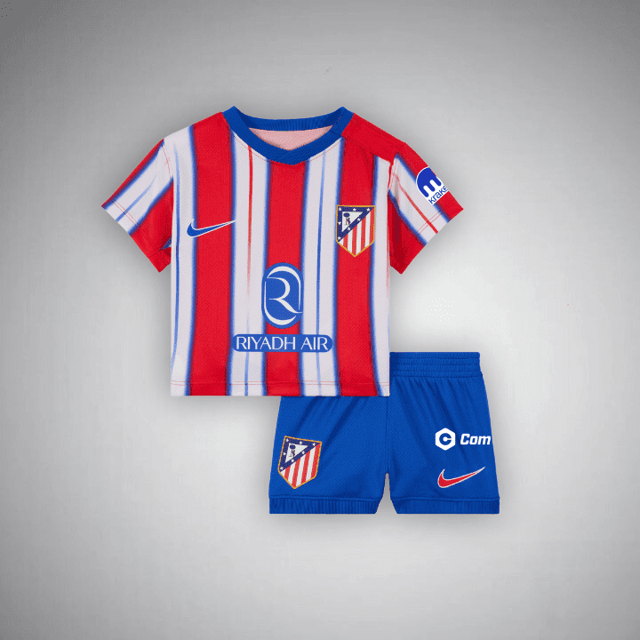 24/25 Atletico Madrid Home Kids Size Kit from FootballPrestige.club - Premium Football Kits
