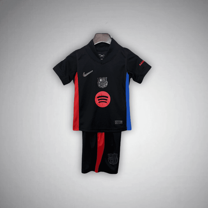 24/25 FC Barcelona Away Kids Size Kit from FootballPrestige.club - Premium Football Kits