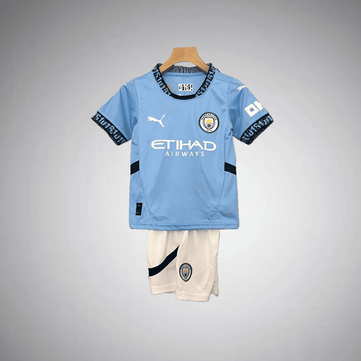 24/25 Manchester City Home Kids Size Kit from FootballPrestige.com - Premium Football Kits