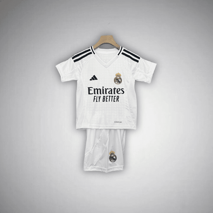 24/25 Real Madrid Home Kids Size Kit from FootballPrestige.com - Premium Football Kits