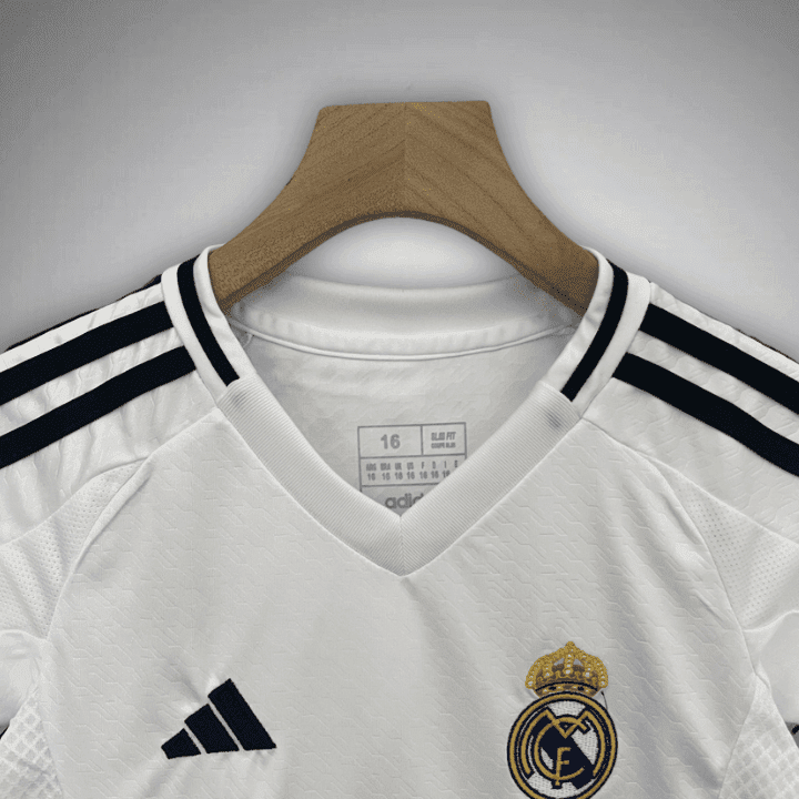 24/25 Real Madrid Home Kids Size Kit from FootballPrestige.club - Premium Football Kits
