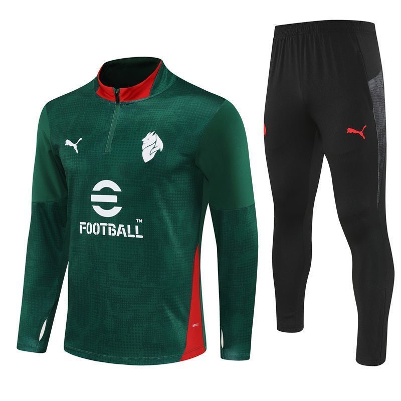 25/26 AC Milan Training Green Kids Size Tracksuit from FootballPrestige.com - Premium Football Kits
