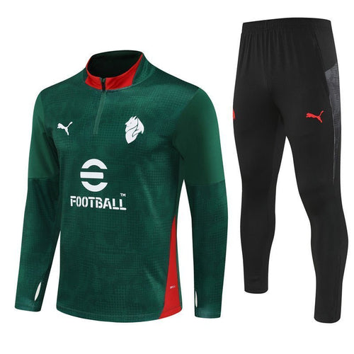 25/26 AC Milan Training Green Kids Size Tracksuit from FootballPrestige.com - Premium Football Kits