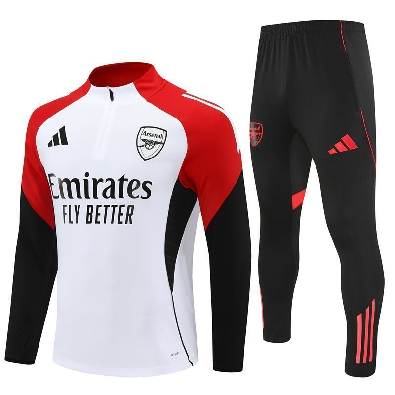 25/26 Arsenal White/Red Tracksuit from FootballPrestige.club - Premium Football Kits