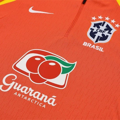 25/26 Brazil Training Orange Tracksuit from FootballPrestige.com - Premium Football Kits