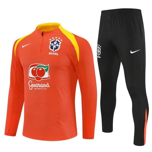25/26 Brazil Training Orange Tracksuit from FootballPrestige.com - Premium Football Kits