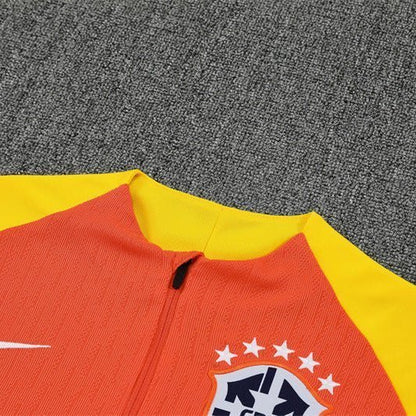 25/26 Brazil Training Orange Tracksuit from FootballPrestige.com - Premium Football Kits