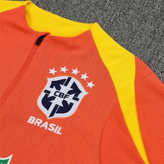 25/26 Brazil Training Orange Tracksuit from FootballPrestige.com - Premium Football Kits