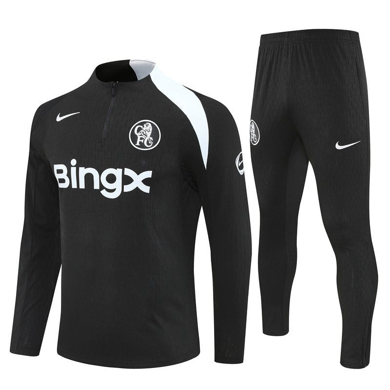 25/26 Chelsea Black Kids Size Tracksuit from FootballPrestige.club - Premium Football Kits