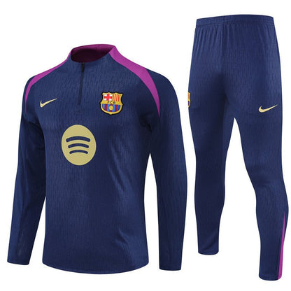 25/26 FC Barcelona Half Zip Training Blue/Purple Kids Size Tracksuit from FootballPrestige.com - Premium Football Kits