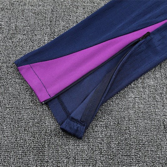 25/26 FC Barcelona Half Zip Training Purple/Blue Kids Size Tracksuit from FootballPrestige.com - Premium Football Kits