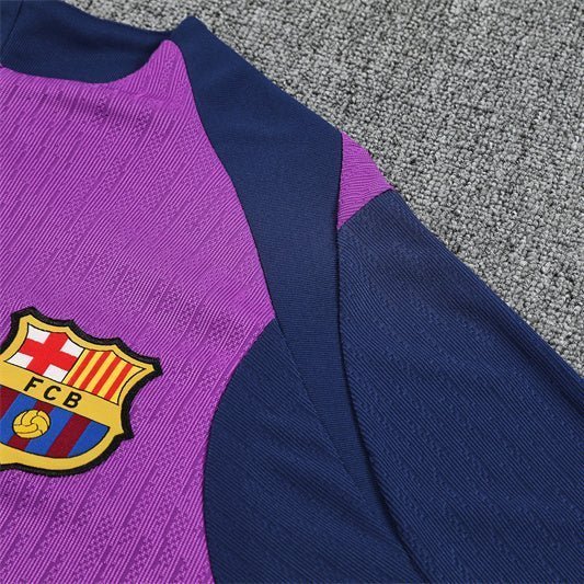 25/26 FC Barcelona Half Zip Training Purple/Blue Kids Size Tracksuit from FootballPrestige.com - Premium Football Kits