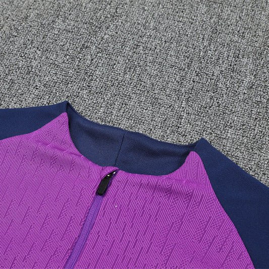 25/26 FC Barcelona Half Zip Training Purple/Blue Kids Size Tracksuit from FootballPrestige.com - Premium Football Kits