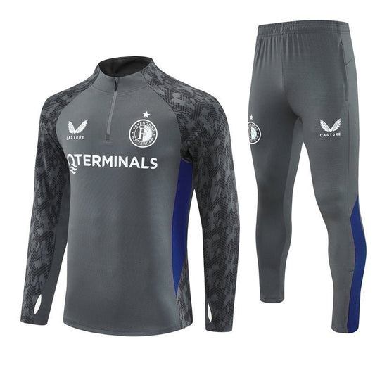 25/26 Feyenoord Training Grey Kids Size Tracksuit from FootballPrestige.com - Premium Football Kits