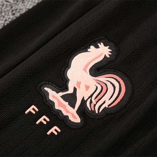 25/26 France Training Black/Light Pink Kids Size Tracksuit from FootballPrestige.com - Premium Football Kits