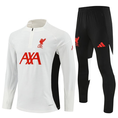25/26 Liverpool Training White Kids Size Tracksuit from FootballPrestige.com - Premium Football Kits