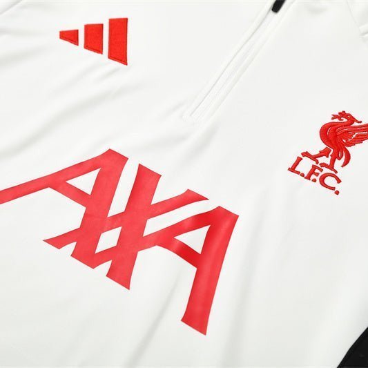 25/26 Liverpool Training White Kids Size Tracksuit from FootballPrestige.com - Premium Football Kits