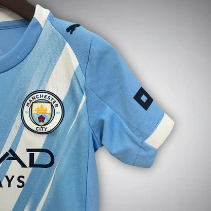 25/26 Manchester City Home Kids Size Kit from FootballPrestige.com - Premium Football Kits