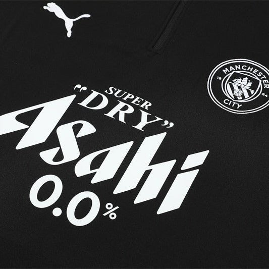 25/26 Manchester City x Asahi Black Kids Size Tracksuit from FootballPrestige.com - Premium Football Kits