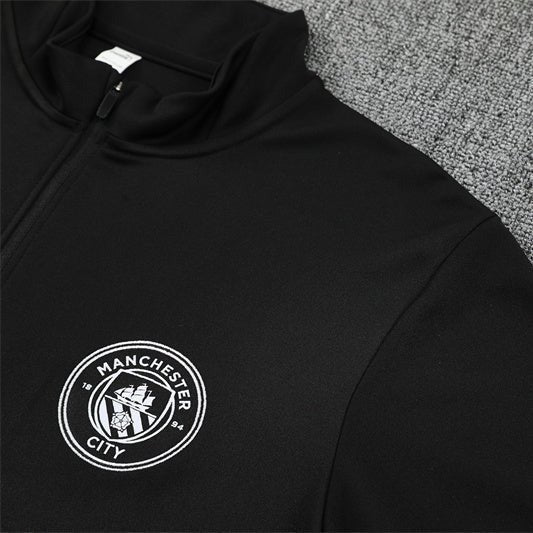 25/26 Manchester City x Asahi Black Kids Size Tracksuit from FootballPrestige.com - Premium Football Kits