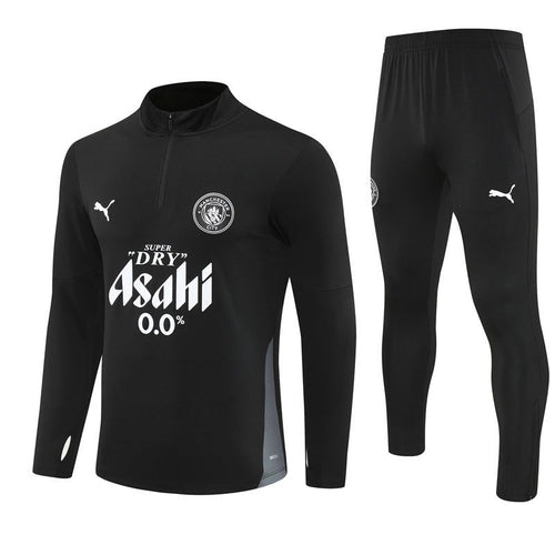 25/26 Manchester City x Asahi Black Kids Size Tracksuit from FootballPrestige.com - Premium Football Kits