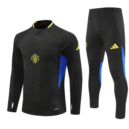 25/26 Manchester United Training Black Kids Size Tracksuit - Premium Quality Kits at FootballPrestige.store