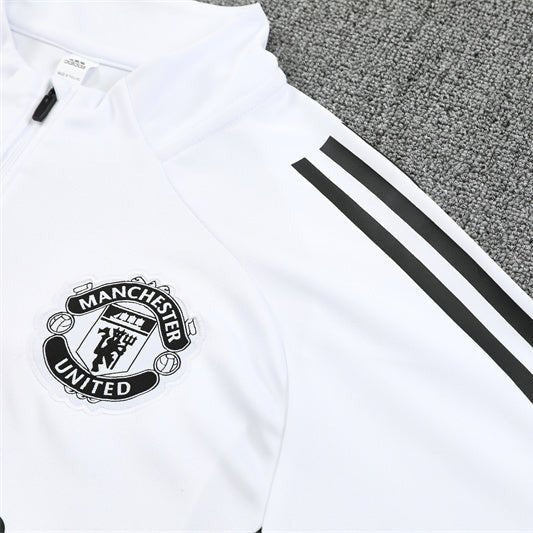 25/26 Manchester United Training White Kids Size Tracksuit - Premium Quality Kits at FootballPrestige.store