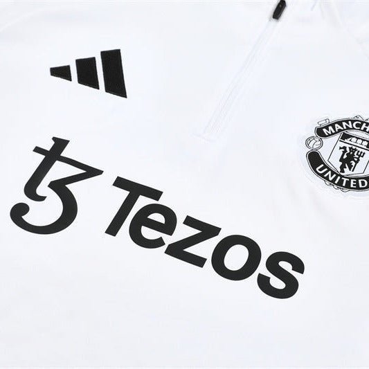 25/26 Manchester United Training White Kids Size Tracksuit - Premium Quality Kits at FootballPrestige.store