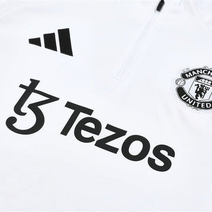 25/26 Manchester United Training White Kids Size Tracksuit - Premium Quality Kits at FootballPrestige.store