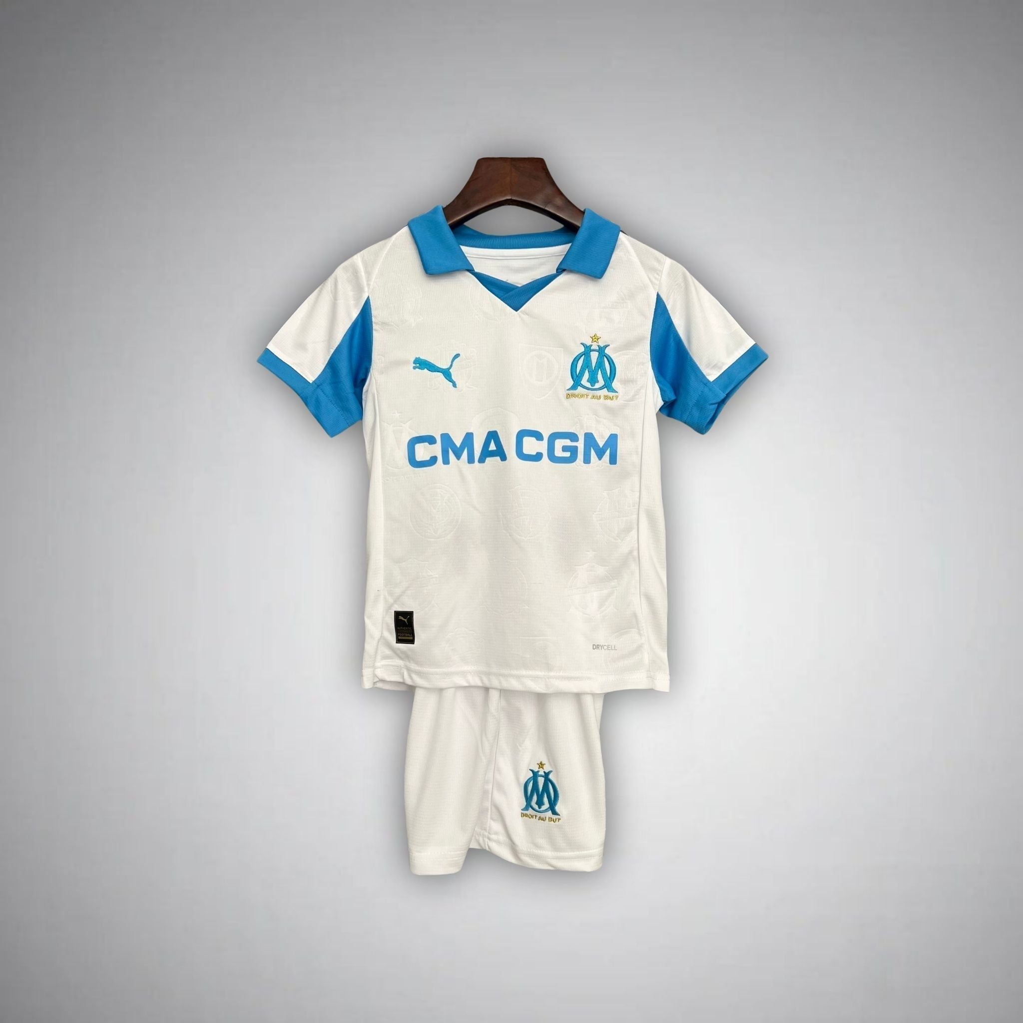 25/26 Marseille Home Kids Size Kit from FootballPrestige.club - Premium Football Kits