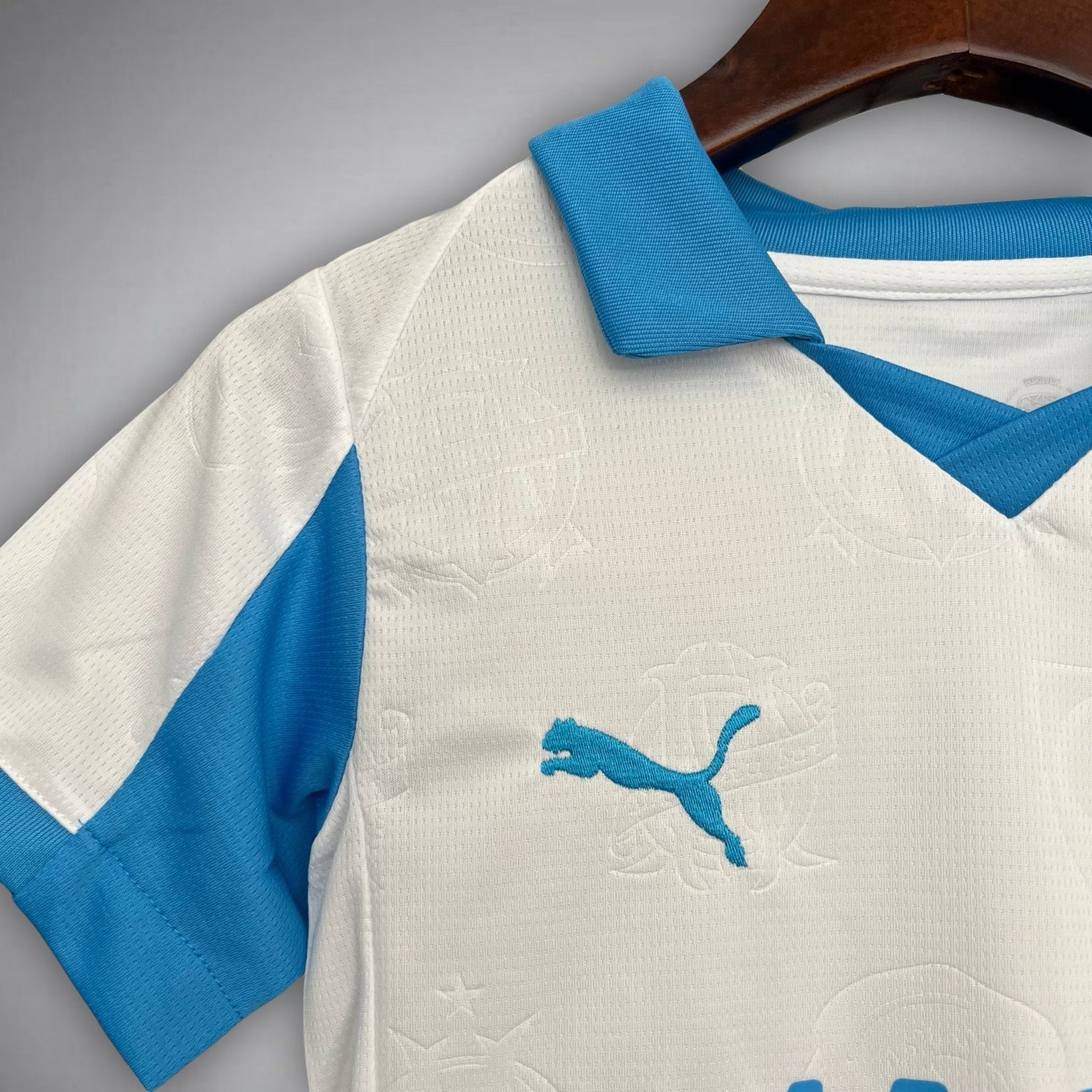 25/26 Marseille Home Kids Size Kit from FootballPrestige.com - Premium Football Kits